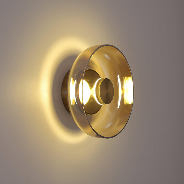 brass glass led wall sconce bedroom hallway