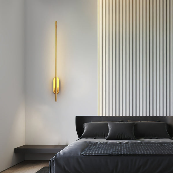 brass stick led wall sconce reading bedroom hallway