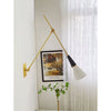 brass swing arm wall lamp with aluminum shade for bedroom and reading nook