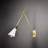 brass swing arm wall lamp with aluminum shade for bedroom and reading nook