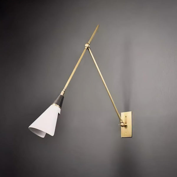 brass swing arm wall lamp with aluminum shade for bedroom and reading nook