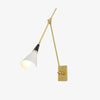 brass swing arm wall lamp with aluminum shade for bedroom and reading nook