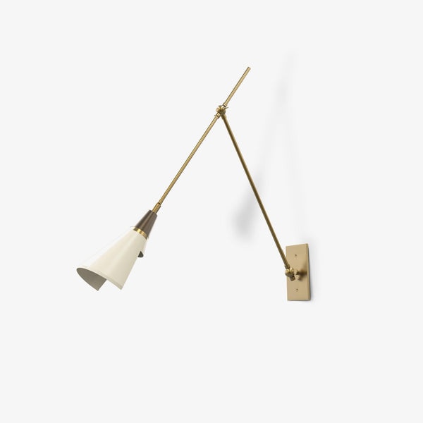 brass swing arm wall lamp with aluminum shade for bedroom and reading nook