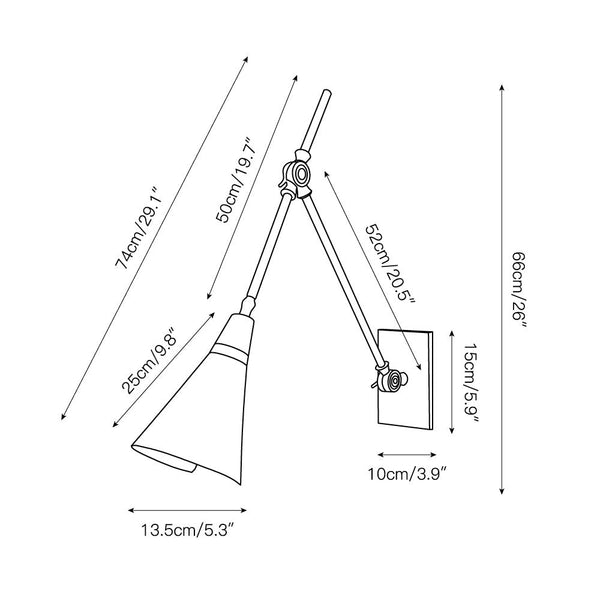 brass swing arm wall lamp with aluminum shade for bedroom and reading nook