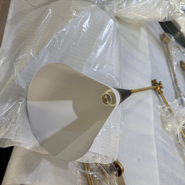 brass swing arm wall lamp with aluminum shade for bedroom and reading nook