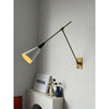 brass swing arm wall lamp with aluminum shade for bedroom and reading nook