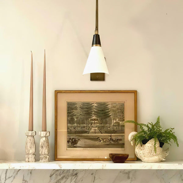 brass swing arm wall lamp with aluminum shade for bedroom and reading nook
