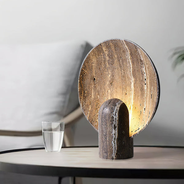 brown travertine table lamp for bedroom nightstand and living room
