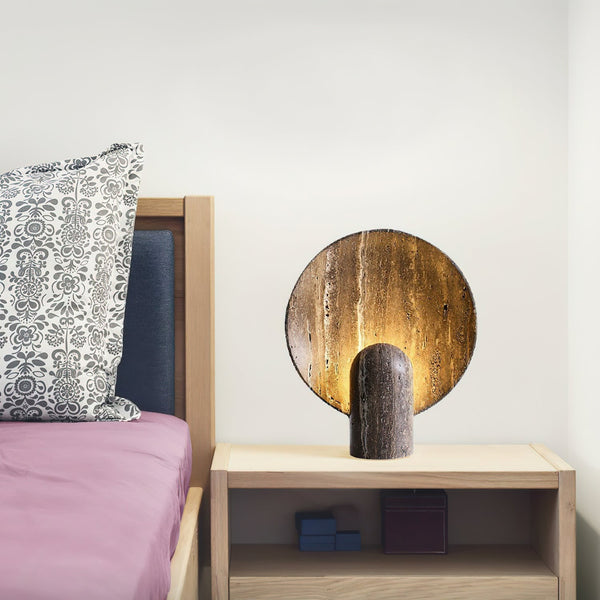 brown travertine table lamp for bedroom nightstand and living room