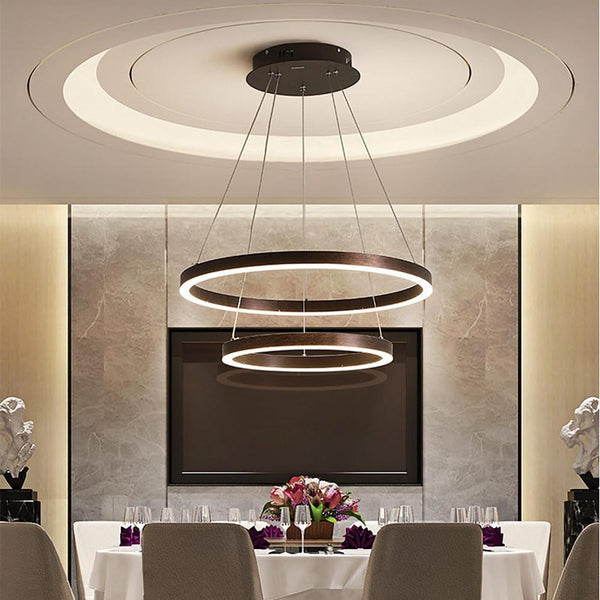 Modern Led Circular Chandelier Two Tier Minimalist Pendant Light
