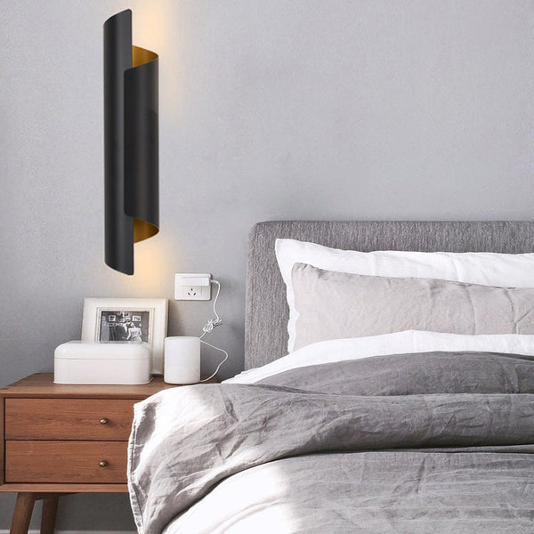 Classic Nordic Unique Chic Led Curved Metal Wall Lamp For Bedside Living Room Aisle