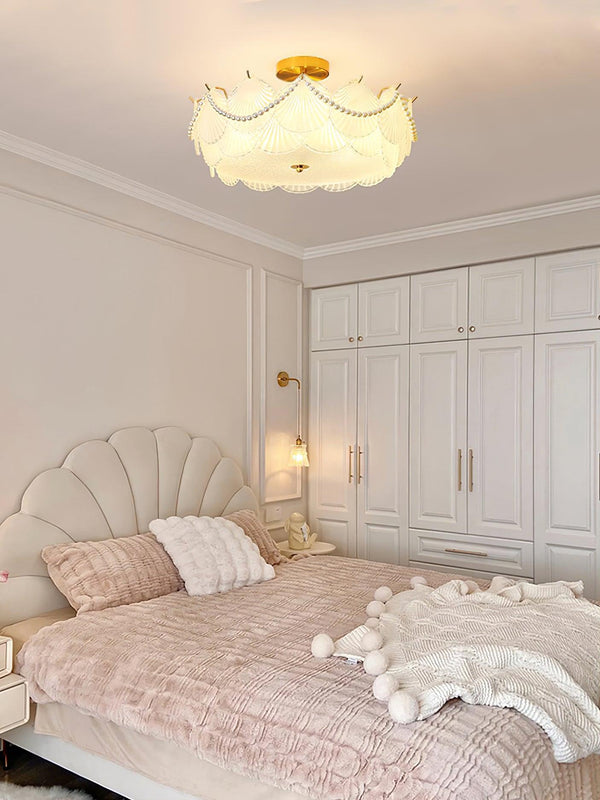 coastal white glass shell copper ceiling light