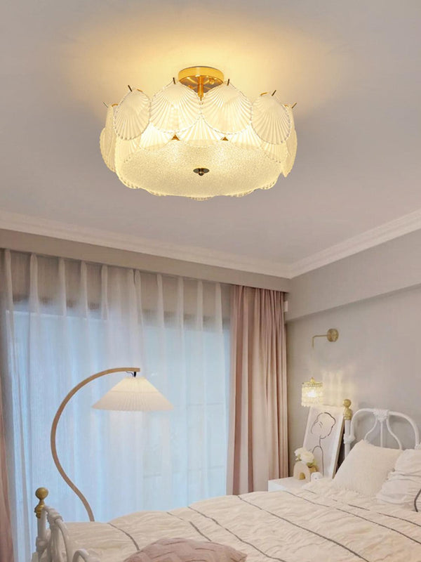 coastal white glass shell copper ceiling light