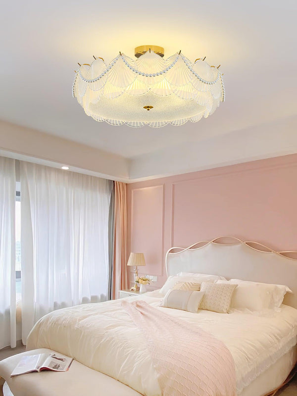 coastal white glass shell copper ceiling light