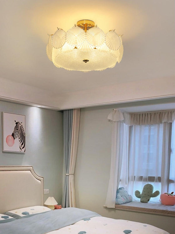 coastal white glass shell copper ceiling light