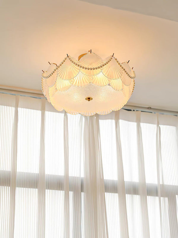 coastal white glass shell copper ceiling light
