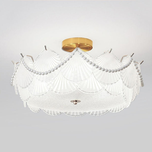 coastal white glass shell copper ceiling light