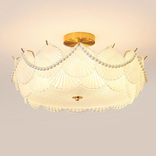 coastal white glass shell copper ceiling light
