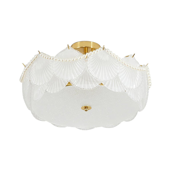 coastal white glass shell copper ceiling light