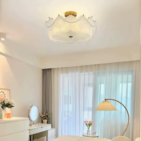 coastal white glass shell copper ceiling light