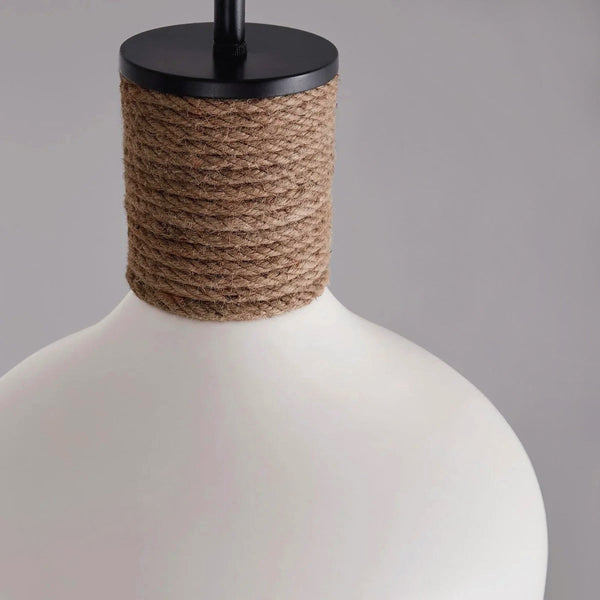 coastal white metal hemp rope dome pendant lamp