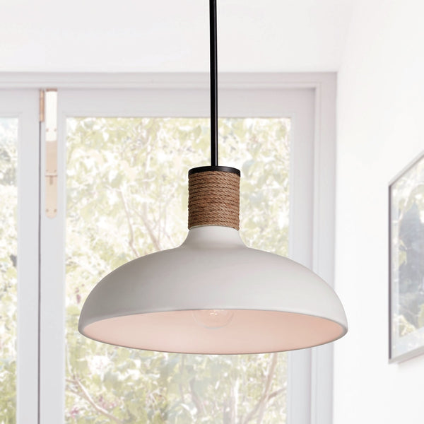 coastal white metal hemp rope dome pendant lamp
