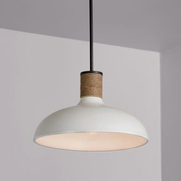 coastal white metal hemp rope dome pendant lamp