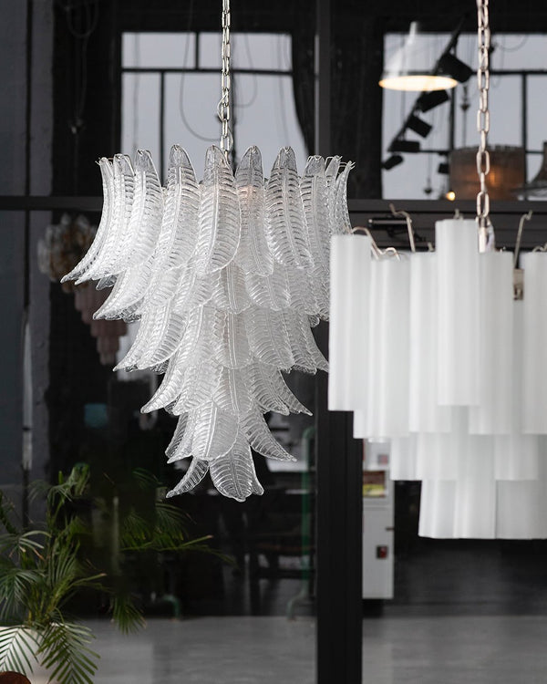 contemporary amber glass leaf chandelier