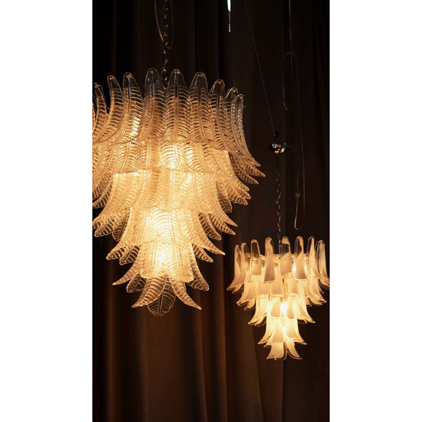 contemporary amber glass leaf chandelier