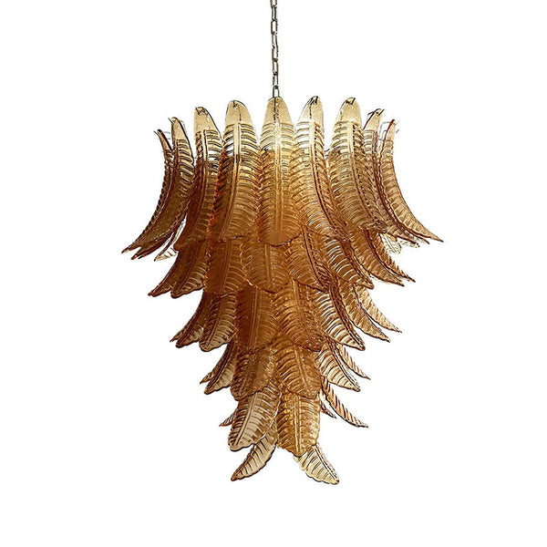 contemporary amber glass leaf chandelier