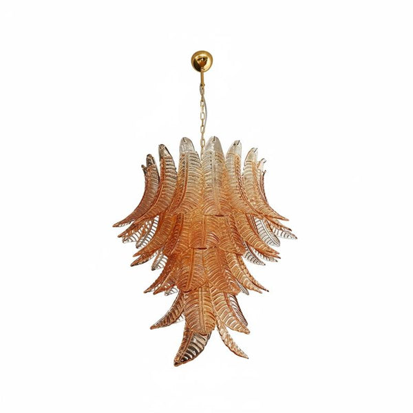 contemporary amber glass leaf chandelier
