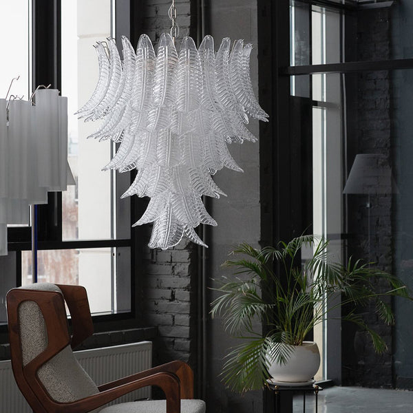 contemporary amber glass leaf chandelier