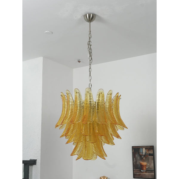 contemporary amber glass leaf chandelier