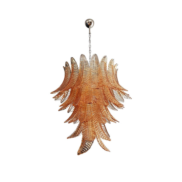 contemporary amber glass leaf chandelier