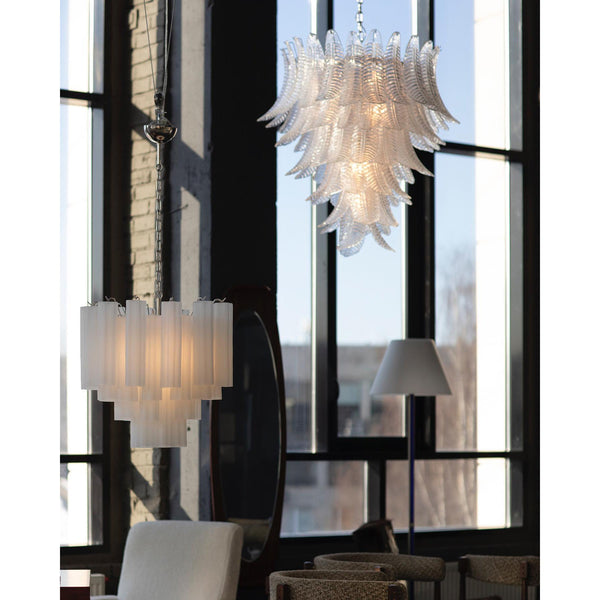 contemporary amber glass leaf chandelier