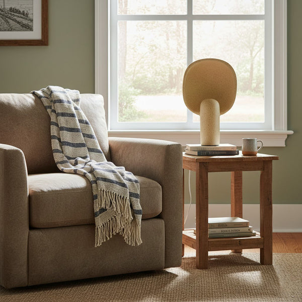 contemporary beige pink resin round table lamp