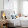contemporary beige pink resin round table lamp