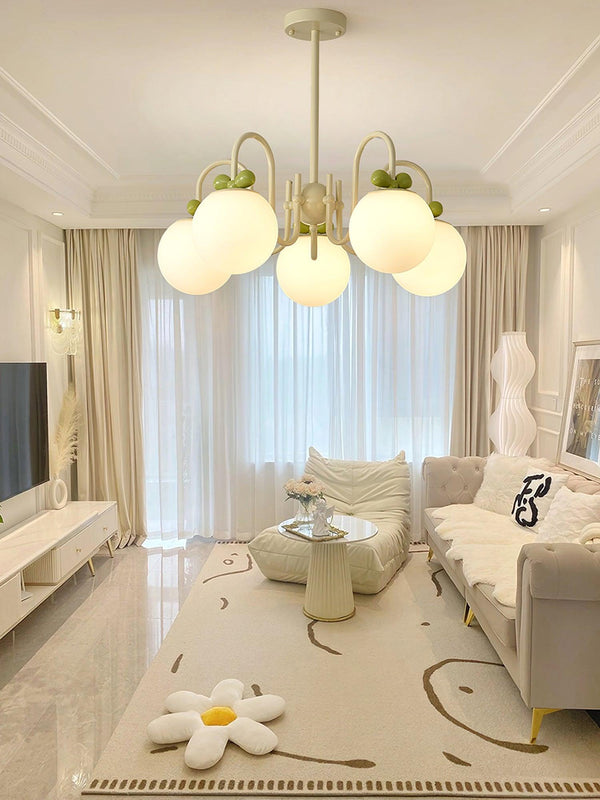 contemporary cream glass bow chandelier