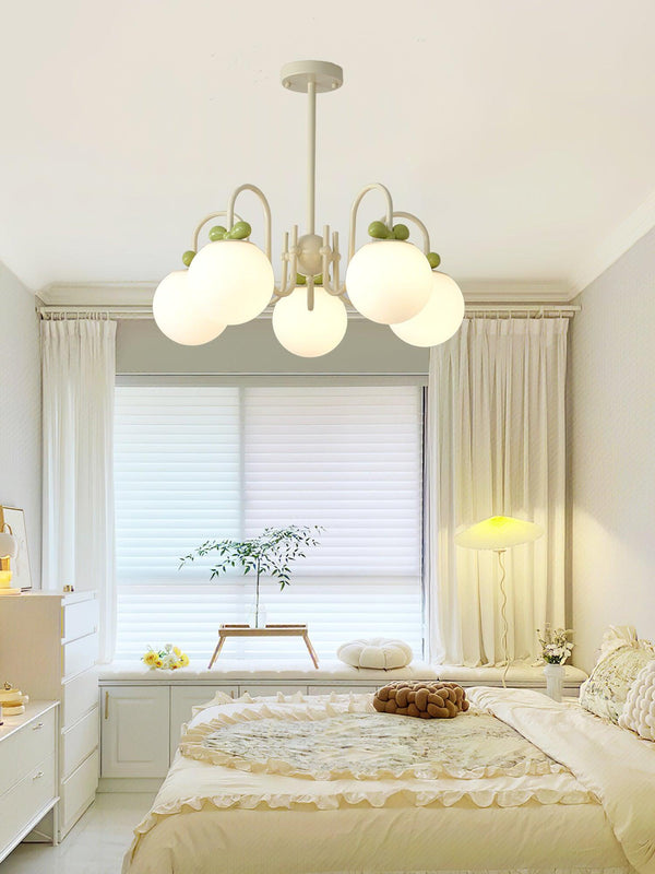 contemporary cream glass bow chandelier