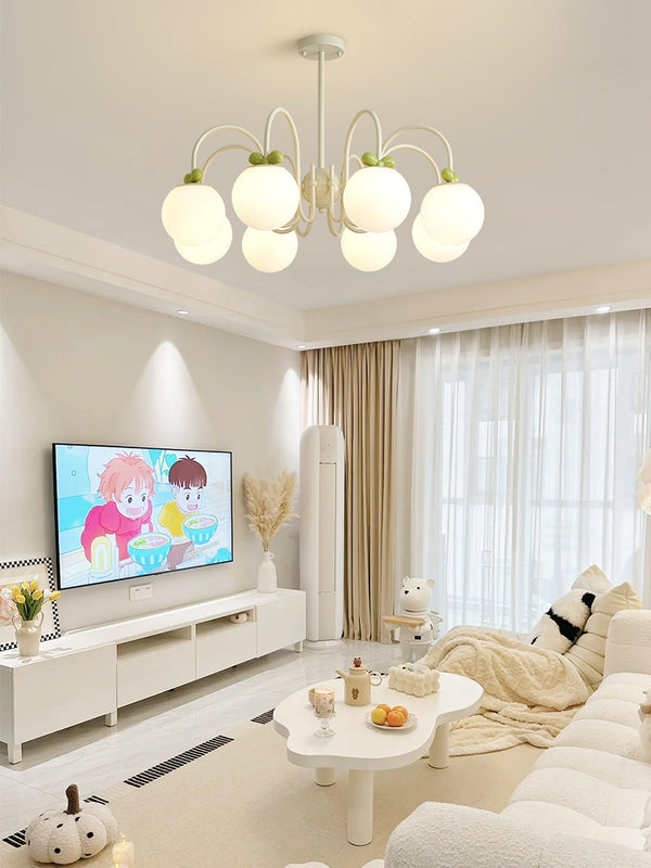 contemporary cream glass bow chandelier
