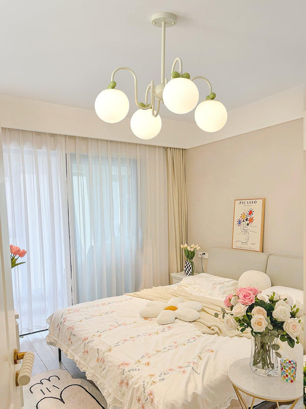 contemporary cream glass bow chandelier