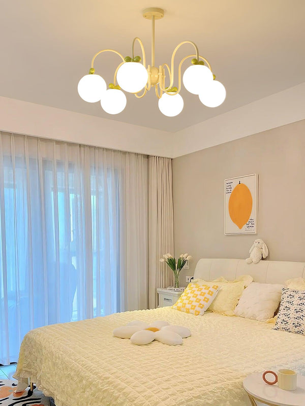 contemporary cream glass bow chandelier
