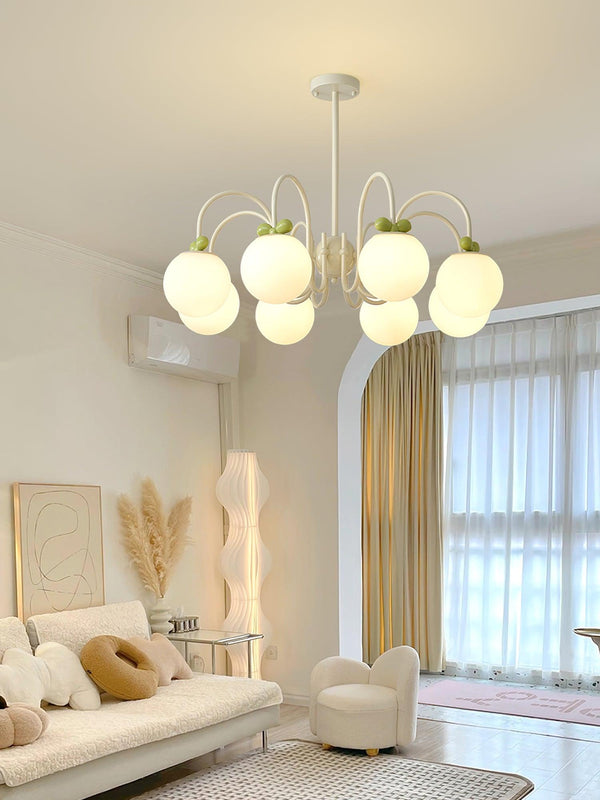 contemporary cream glass bow chandelier