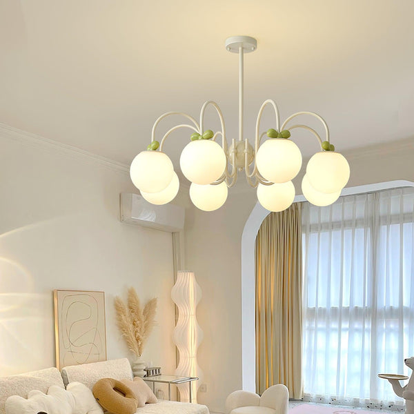contemporary cream glass bow chandelier