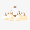 cream glass persimmon chandelier gold wood dining room