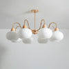 cream glass persimmon chandelier gold wood dining room