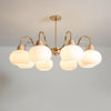cream glass persimmon chandelier gold wood dining room
