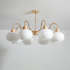 cream glass persimmon chandelier gold wood dining room