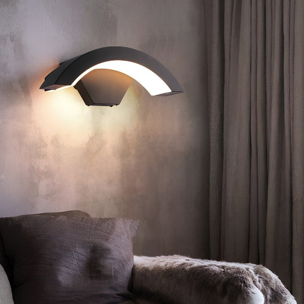 Classic Curved Glow Led Wall Light Outdoor Downlights Porch Wall Mounted Sconce