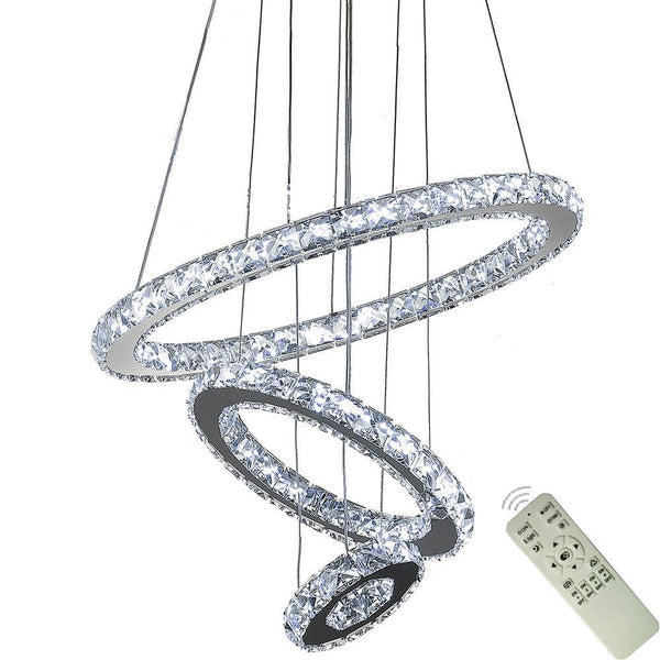 3 Ring Adjustable Circles Tiered Crystal Bling Hanging Modern Chandeliers